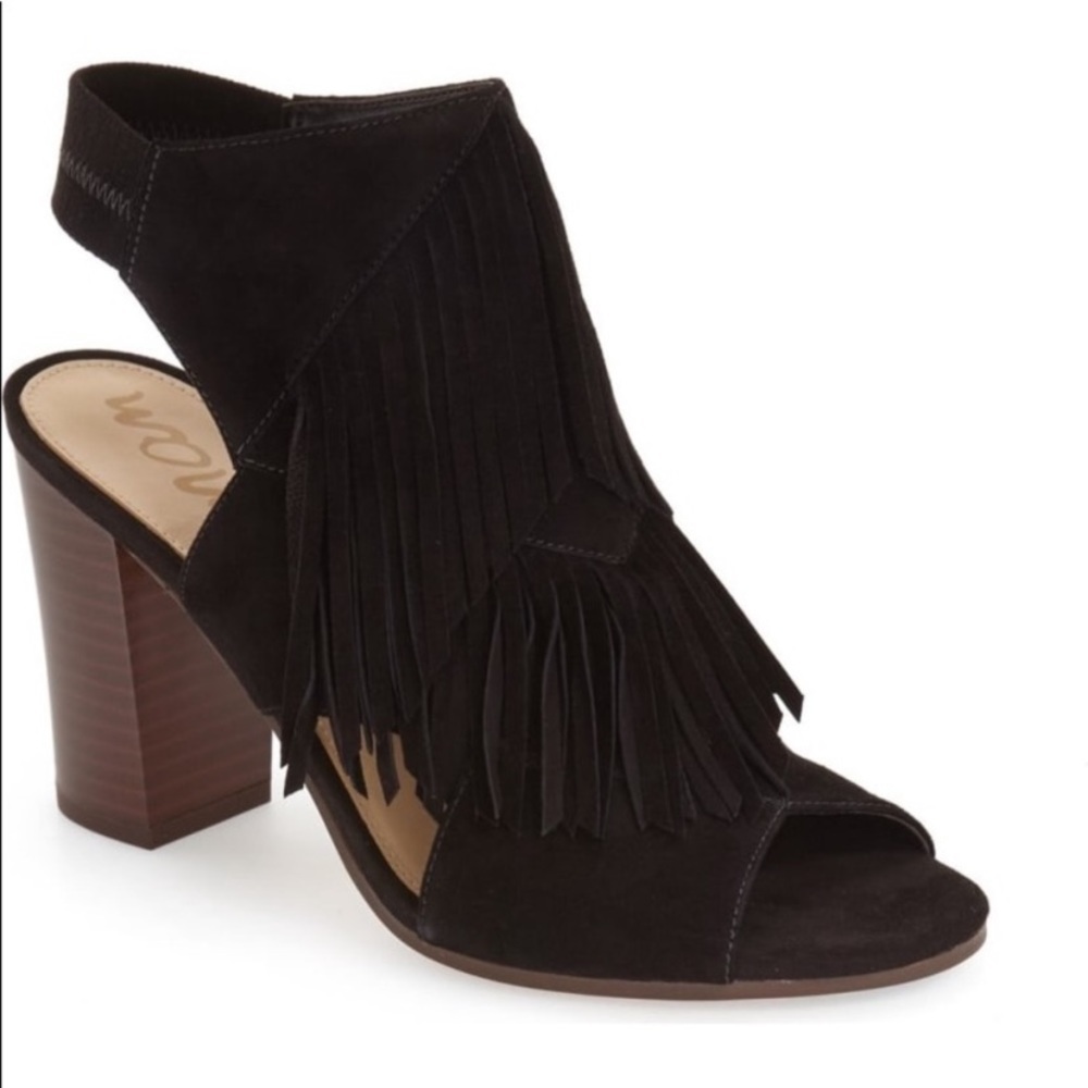 Sam Edelman Black Suede Fringe Heels - Picture 2 of 4